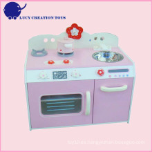 Divertido cocina de madera de color rosa cocina hogar juguete